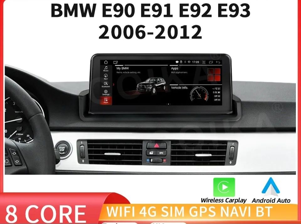 Navigatie Bmw Seria 3 E90 decupat bord,E87,E88 Seria 1 android 12,Slot