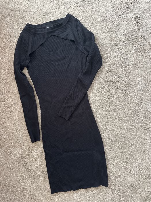 Къса черна Рокля с дълъг ръкав, размер M