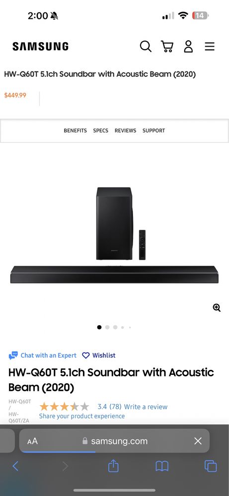 Soundbar Samsung Q60T +безжични съраунд  колони 7+1 В ГАРАНЦИЯ 09.24