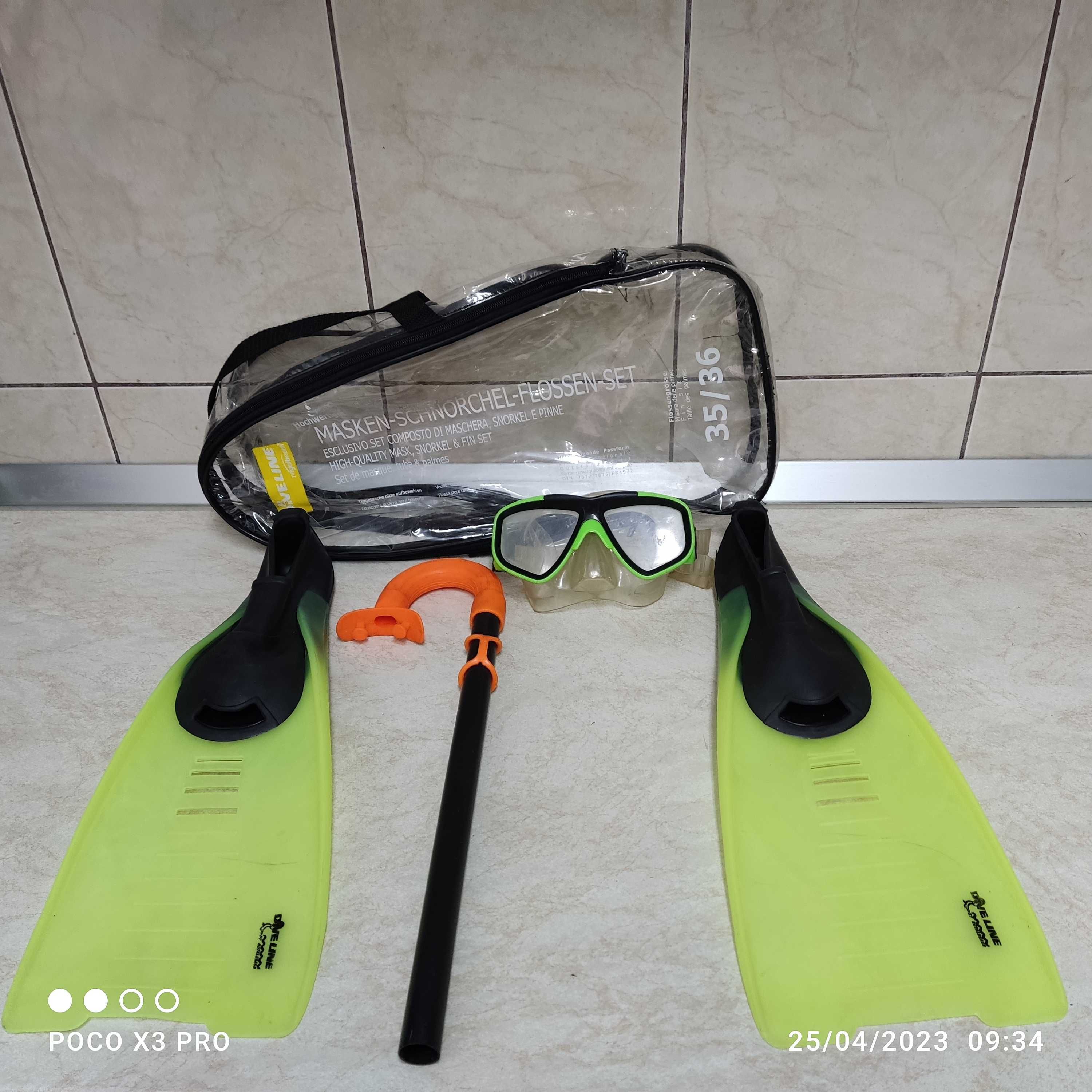 Labe inot Dive Line + ochelari+ tub  marimea 35-36