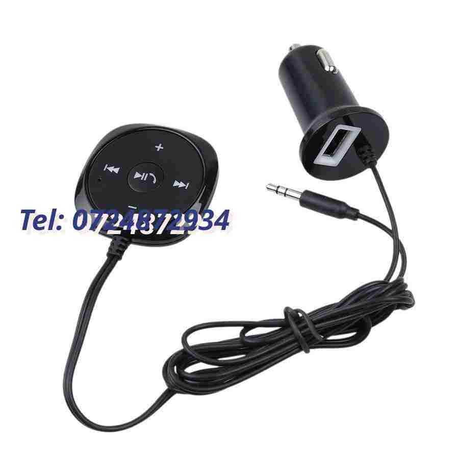 Car Kit Bluetooth Wireless Auxiliar Cu Jack Cu Bricheta 2 X Usb
