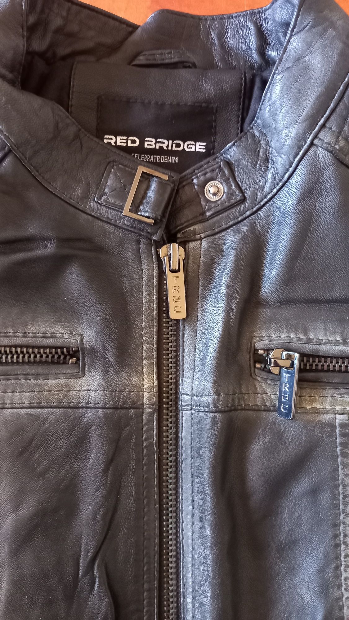 Geaca piele biker Red Bridge