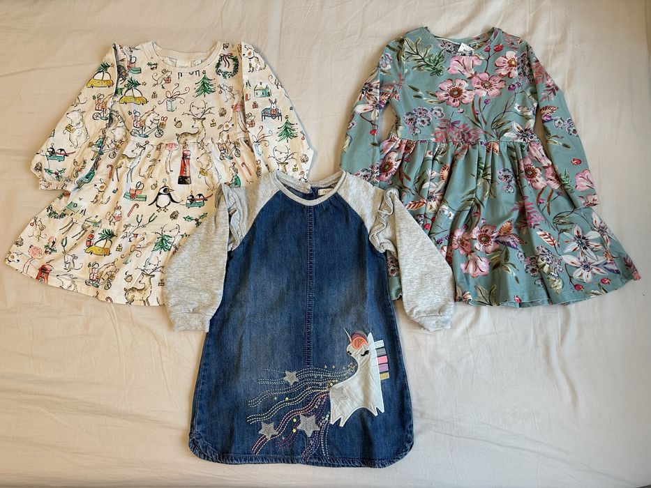 Lot 3 rochii Next, cu maneci lungi, 98 cm, 2-3 ani