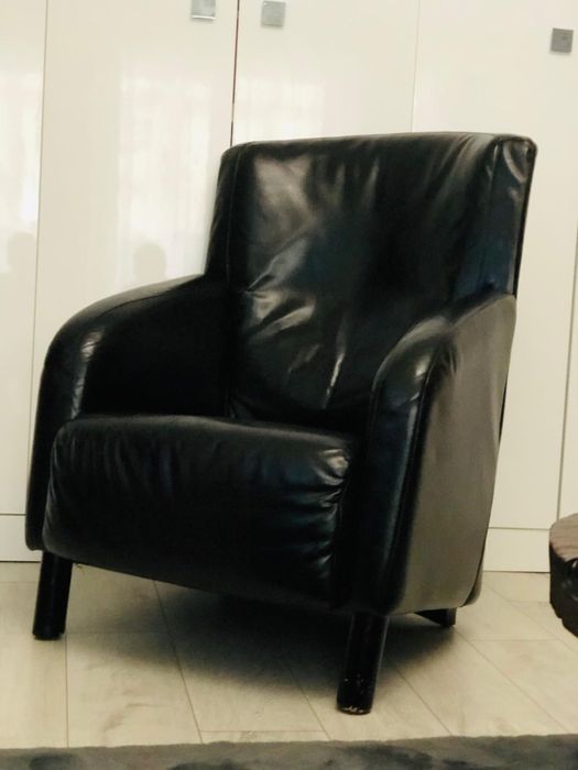 Vintage fotoliu piele neagra mid century art deco