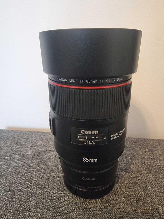 Obiectiv Canon EF 85mm F1.4 L IS USM  + adaptor RF-EF