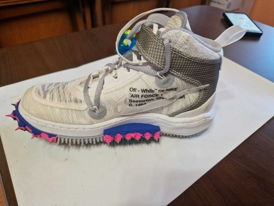 Nike Air Force 1 mid off white clear white marimea 38/5