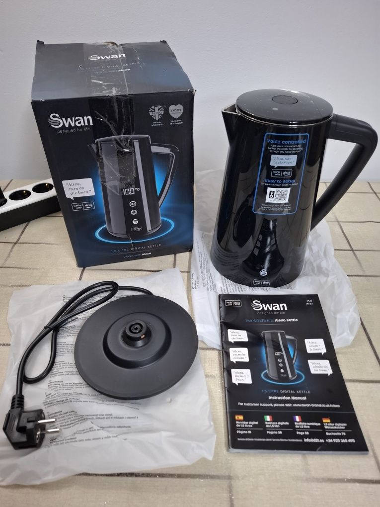 Умна кана Swan Alexa Led сензорен дисплей,1800W,1.5л,инокс