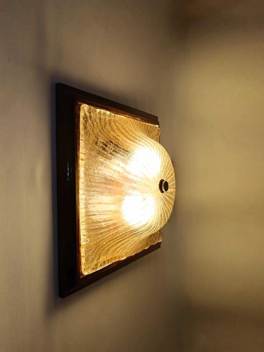 Plafoniera Art Deco, Mid Century, Barovier i Toso, lemn, vintage