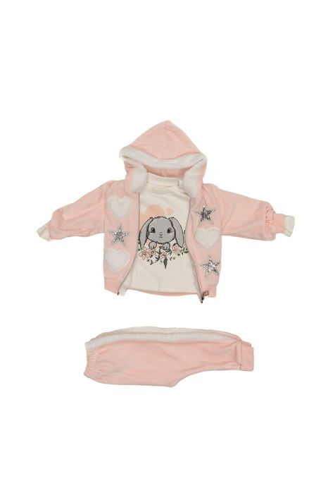 Compleu Catifea Fetite ,3 piese ,Mărimi 6,12,18 Luni