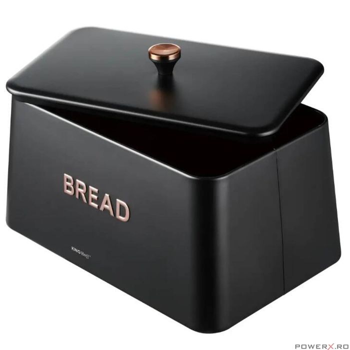 Cutie pentru paine neagra, metalica, 35x23x21cm, Kinghoff