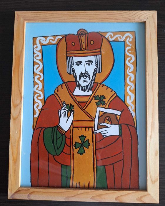 Icoana pictata  pe sticla cu culori acrilie