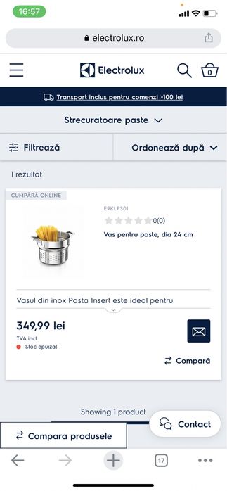 Vas pentru paste Electrolux 24 cm