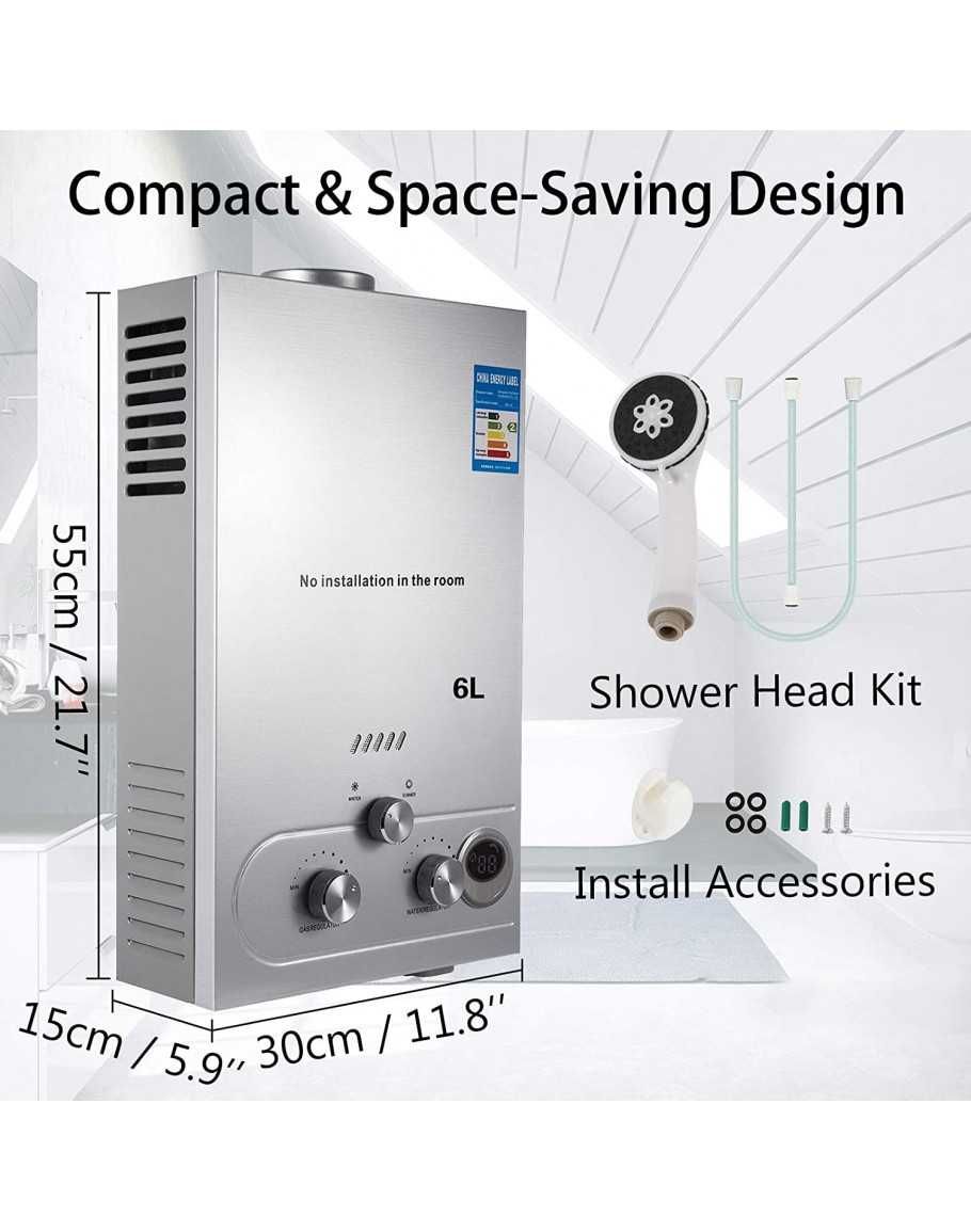 Проточен газов бойлер 12 kw, 6L, 3 волта