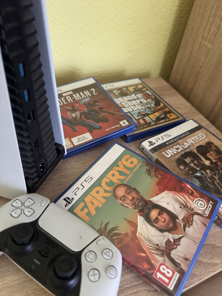 Конзола PlayStation 5, 1TB SSD + игра Marvel Spider-Man 2 и още игри +