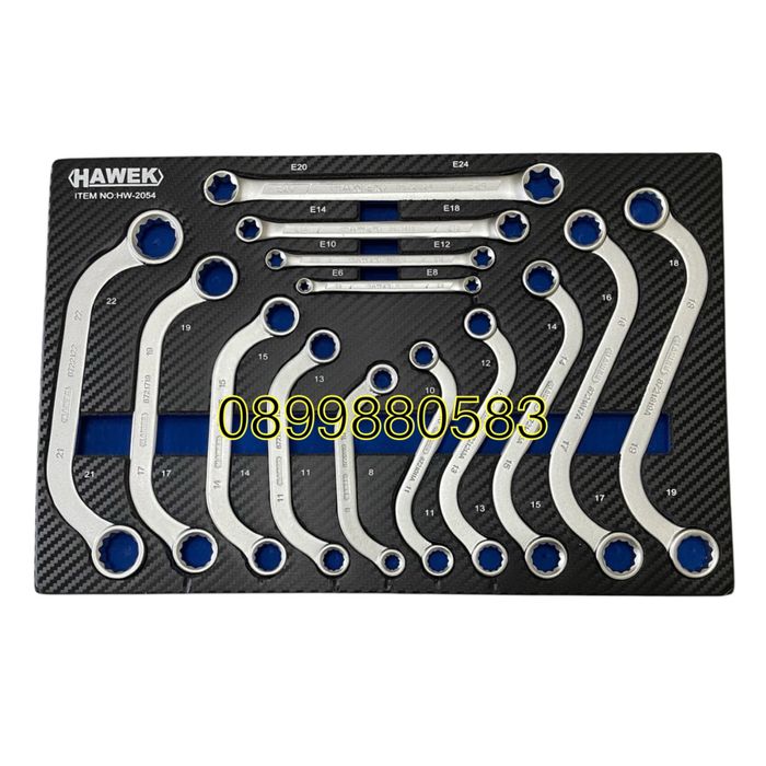 Специални ключове комплект S-образни,С-образни,Е-Torx,14части HAWEK