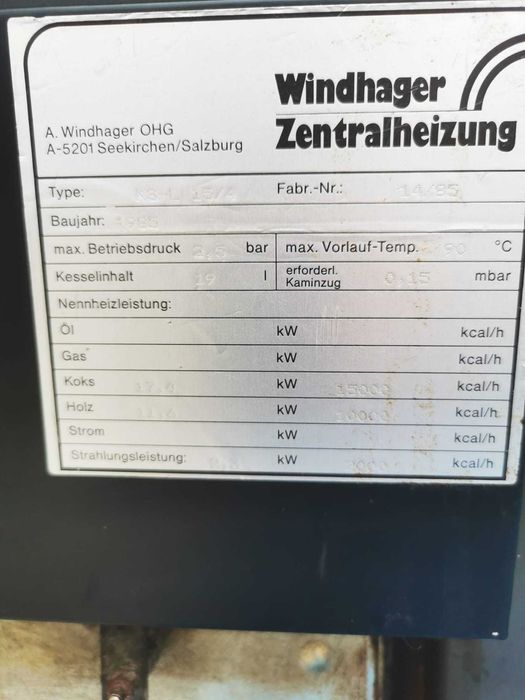Centrala pentru incalzire si gatit Windhager 17kW