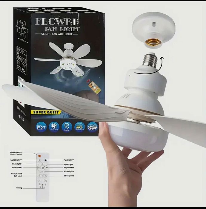 Лампа, светильник-вентилятор с пультом