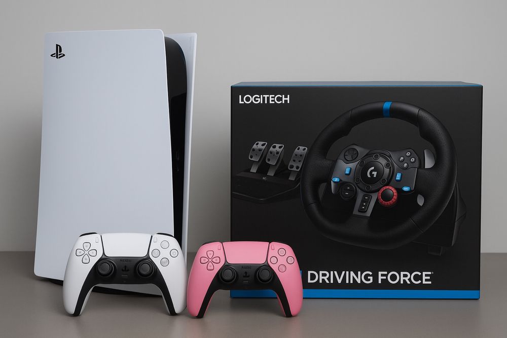 PS5 Pro комплект + Logitech G29 + игри