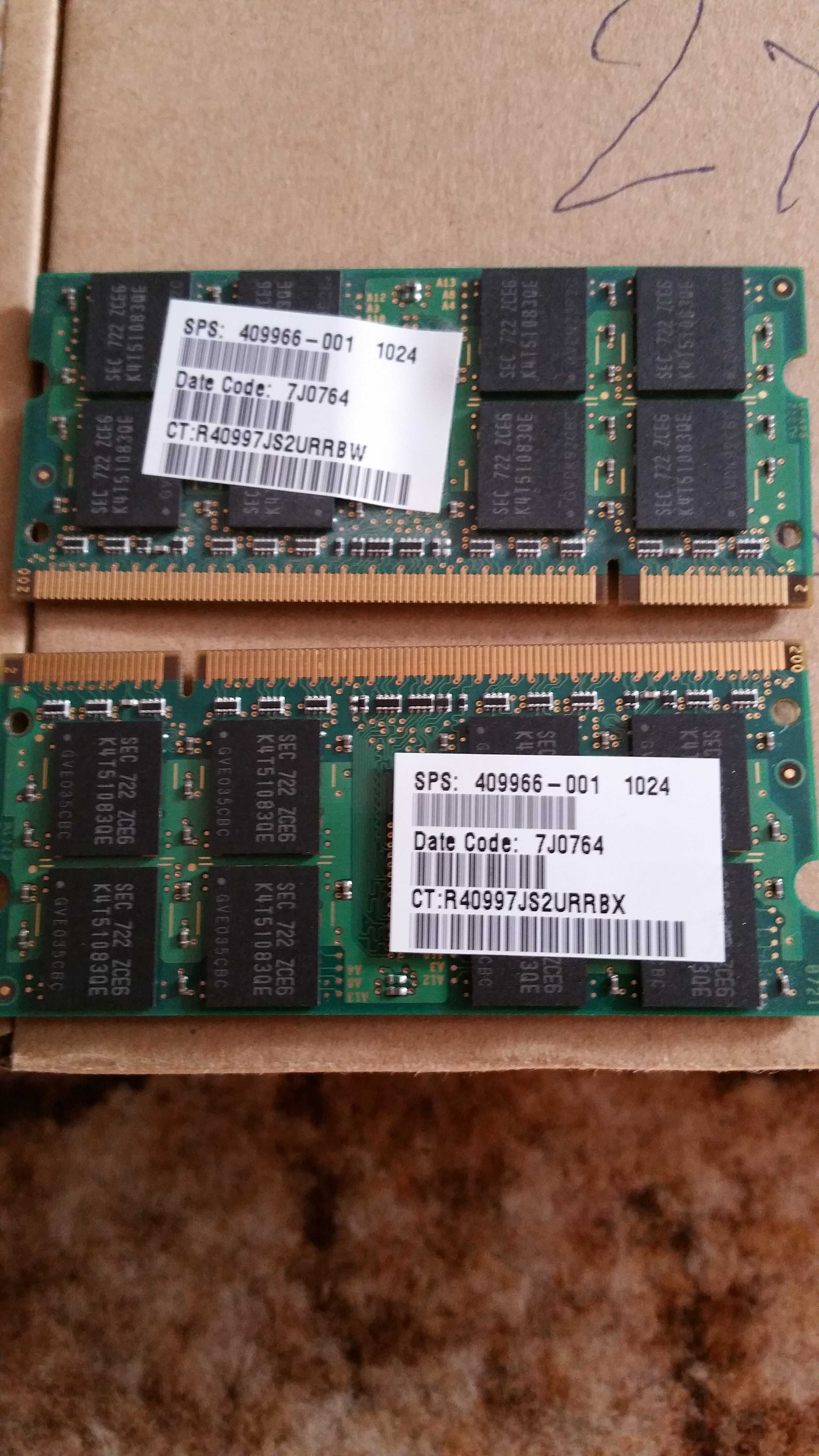 Memorie RAM laptop, Samsung 2x1 Gb, DDR2 PC2-5300S, 667Mhz,DualChannel