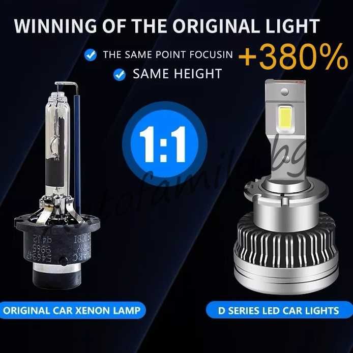 Ново! LED D1S D3S D4S D2S D5S 70W +380% Plug&Play Canbus Без грешки