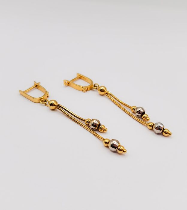 Cercei Lungi din Aur Galben 14K cu Bile – 3,22 g