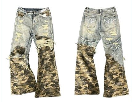 Джинсы фларед полукомуфляжные