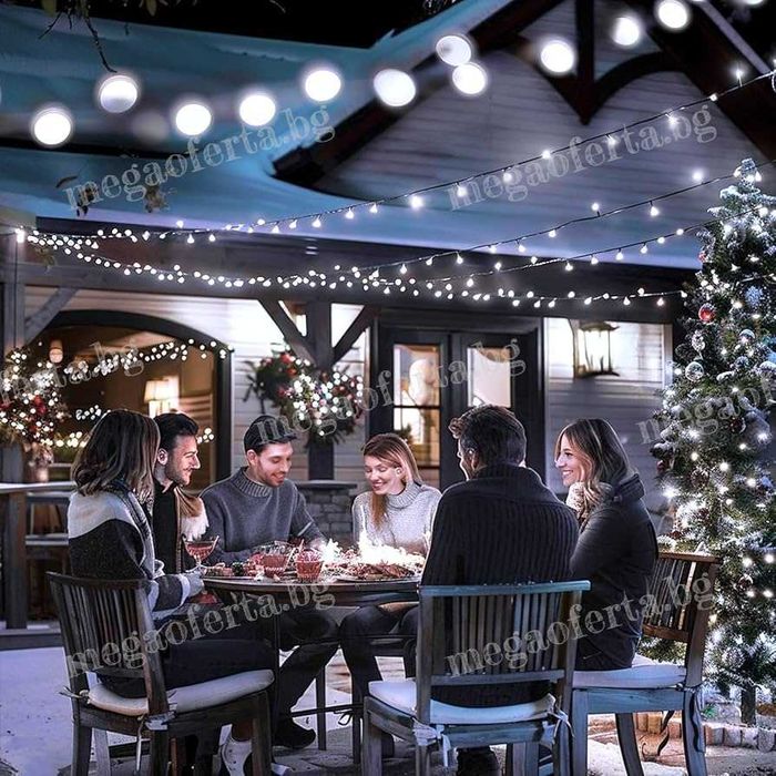 Коледни лампички 50м. с 250 Led диода в студена бяла светлина