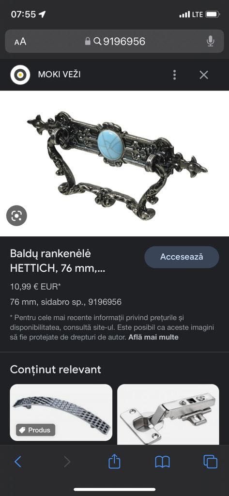 Mânere mobila HETTICH vintage alama