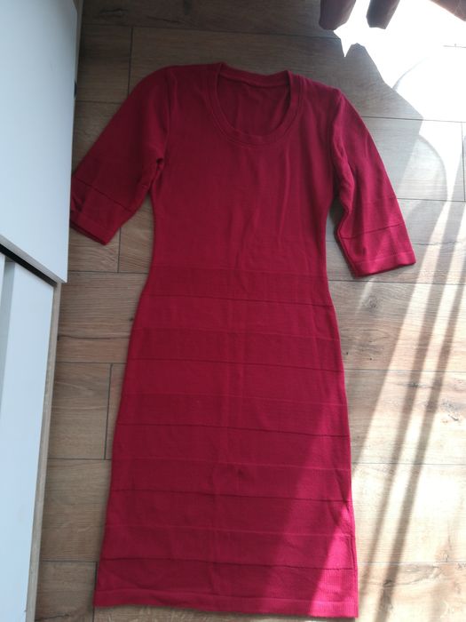 rochie dama roșie, tricotata, mărimea S-M