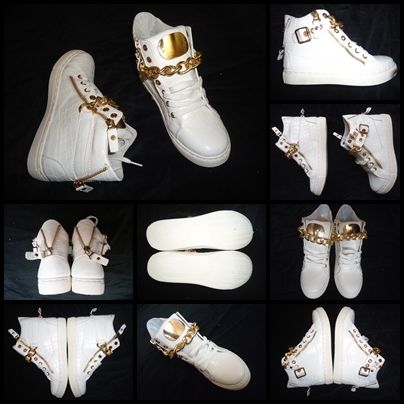 Sneakers albi dama botine albe piele eco ghete 37 lanturi aurii
