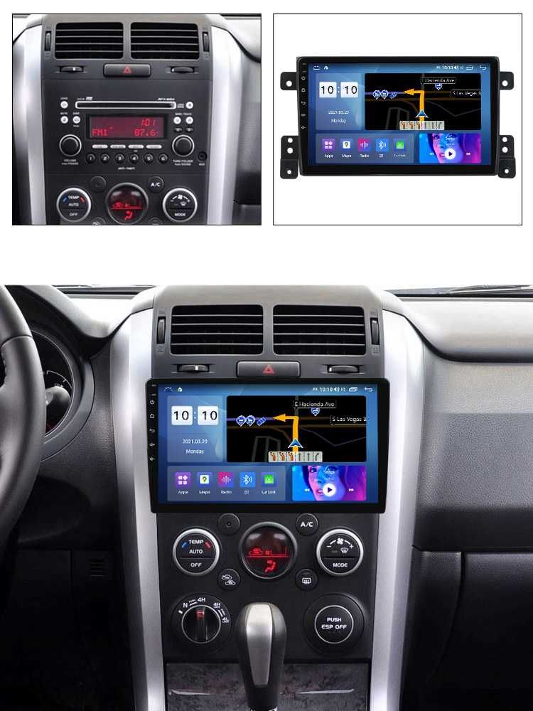 Navigatie Android 13 Suzuki Grand Vitara 1/8 Gb Waze CarPlay + CAMERA