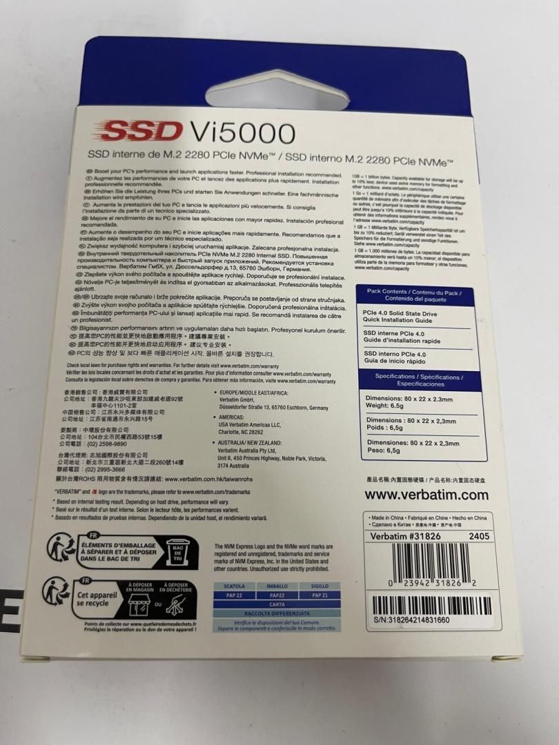 SSD, Verbatim, Vi5000 SSD intern PCIe NVMe M.2, 1TB -N2-