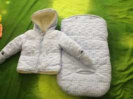 Детский комплект курточка и кормашек, тёплый, новый  одели пару раз