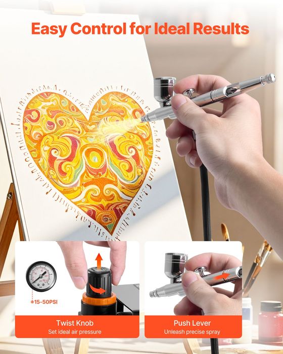 Kit Airbrush Profesional,1/6 CP,3 Duze,Pictura,Nail Art