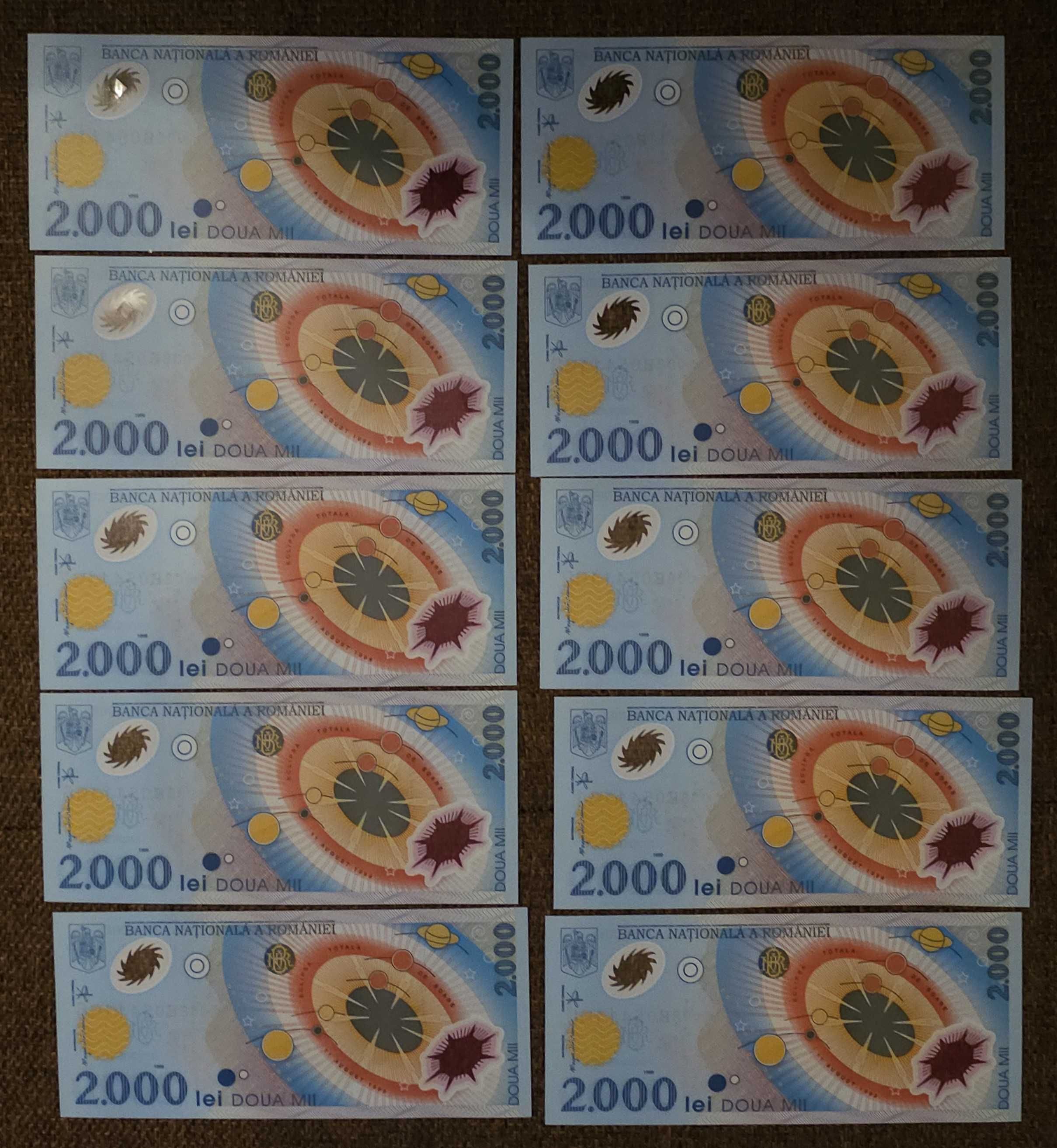 2000 lei 1999, România, UNC, serie consecutivă
