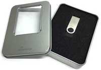 Нова кутия за USB флаш памет с прозорец - метална, сребриста
