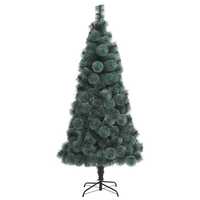 Brad artificial pin verde spice albe Perfect Holiday, 120 cm si suport