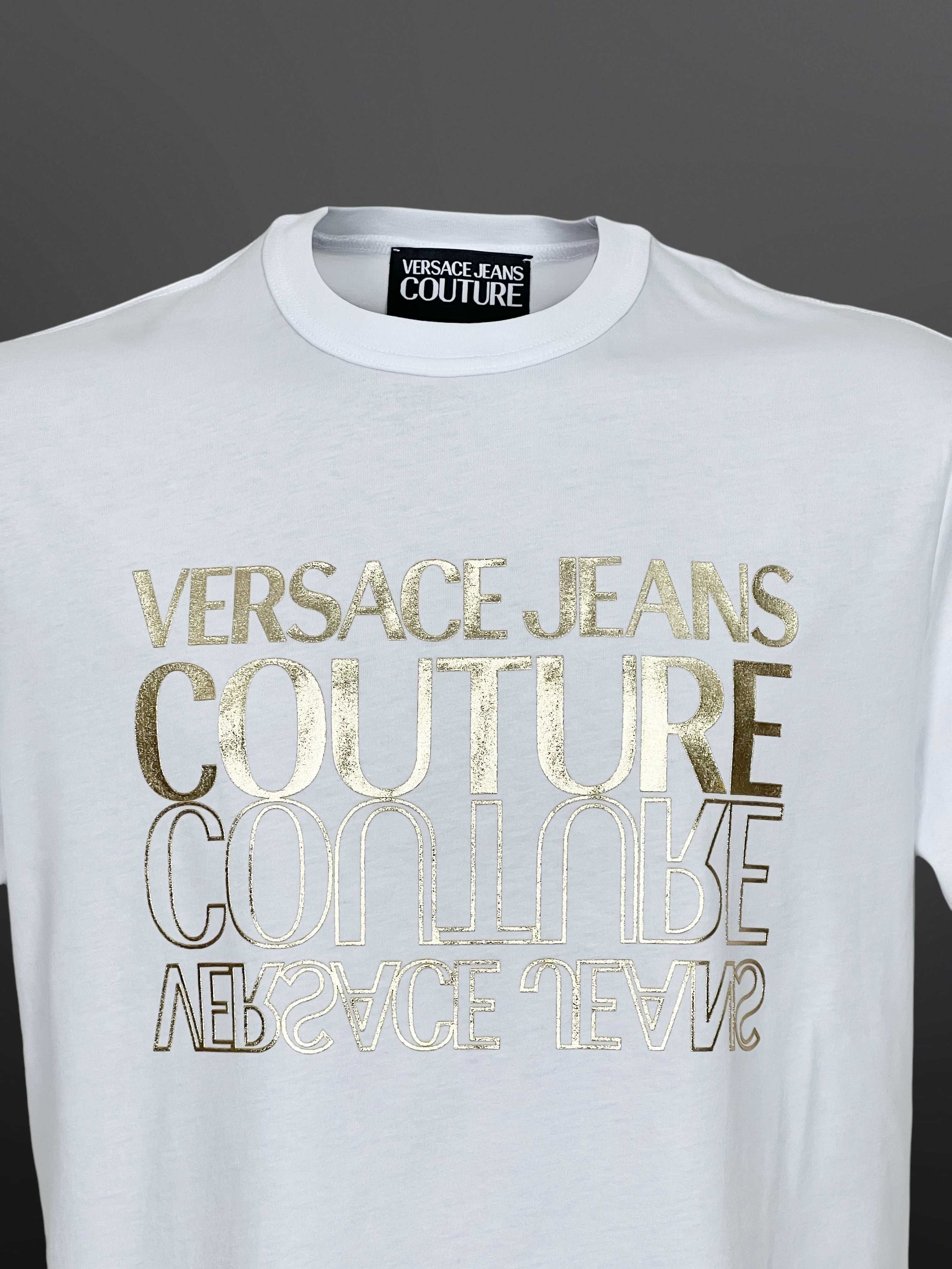 Versace Jeans Couture Бяла Тениска ЗЛАТНА Щампа - S M L XL XXL