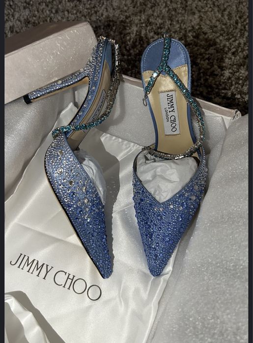 Jimmy Choo Saeda Crystal piele naturala pe stoc