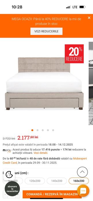 Pat Tapițat 160x200