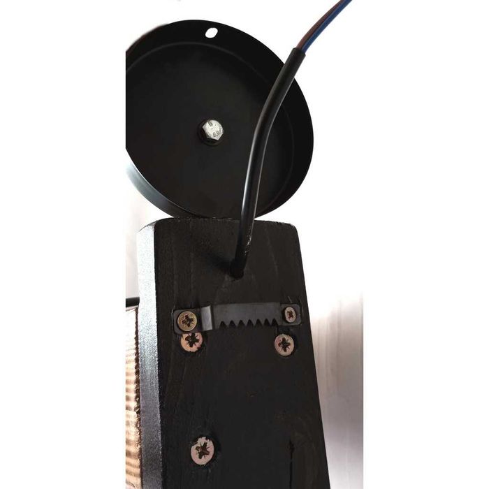 Aplica de perete din lemn de pin si metal, handmade, rustic–industrial