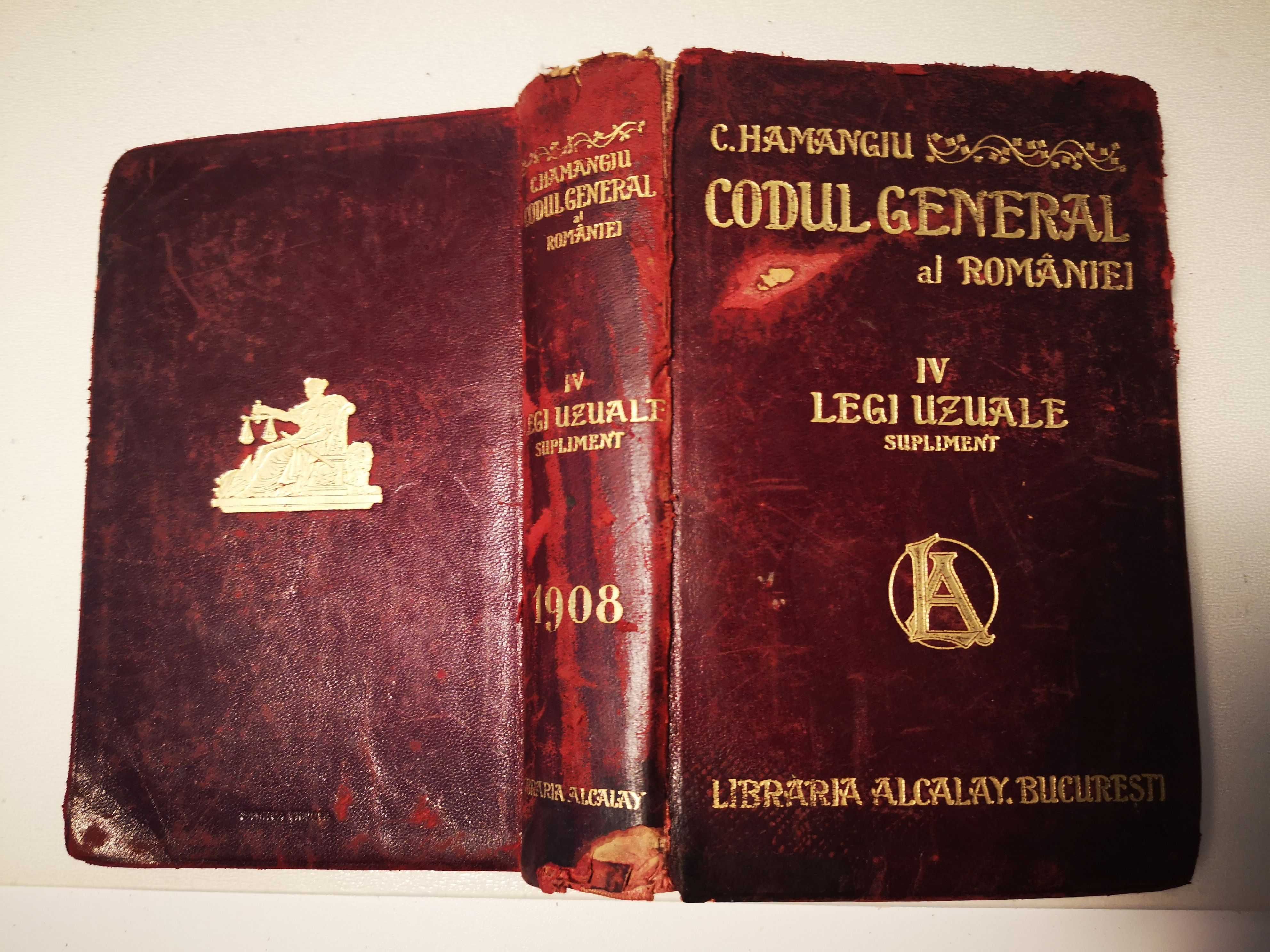 Carti rare. Codul General al Romaniei, Hamangiu, 4 volume 1907-1908