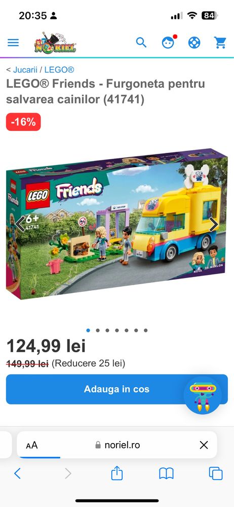 LEGO Friends NOU SIGILAT- Furgoneta pentru salvarea cainilor (41741)