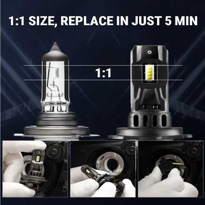LED крушки Automat, Canbus, Mini, H4, 12000LM, 12V, 6000K