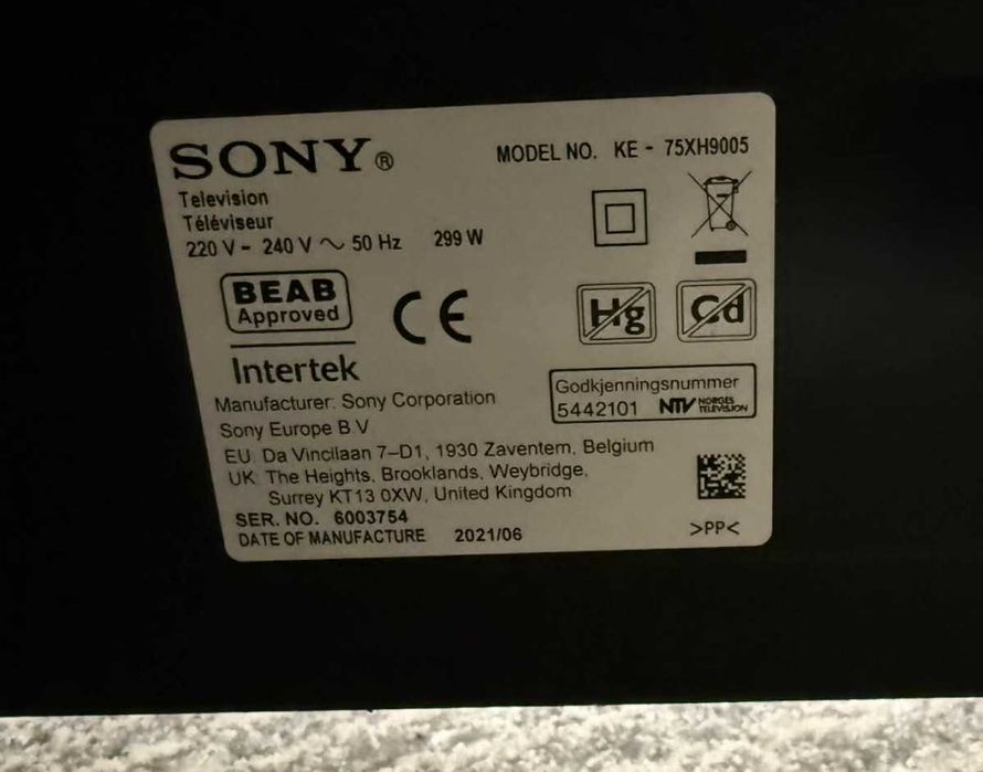 Телевизор SONY KE-75XH9005