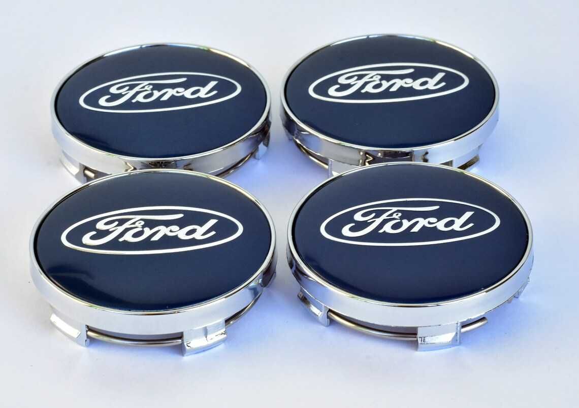 Set 4 Embleme Capace Jante Ford 60mm Capacele Roti Negru / Albastru