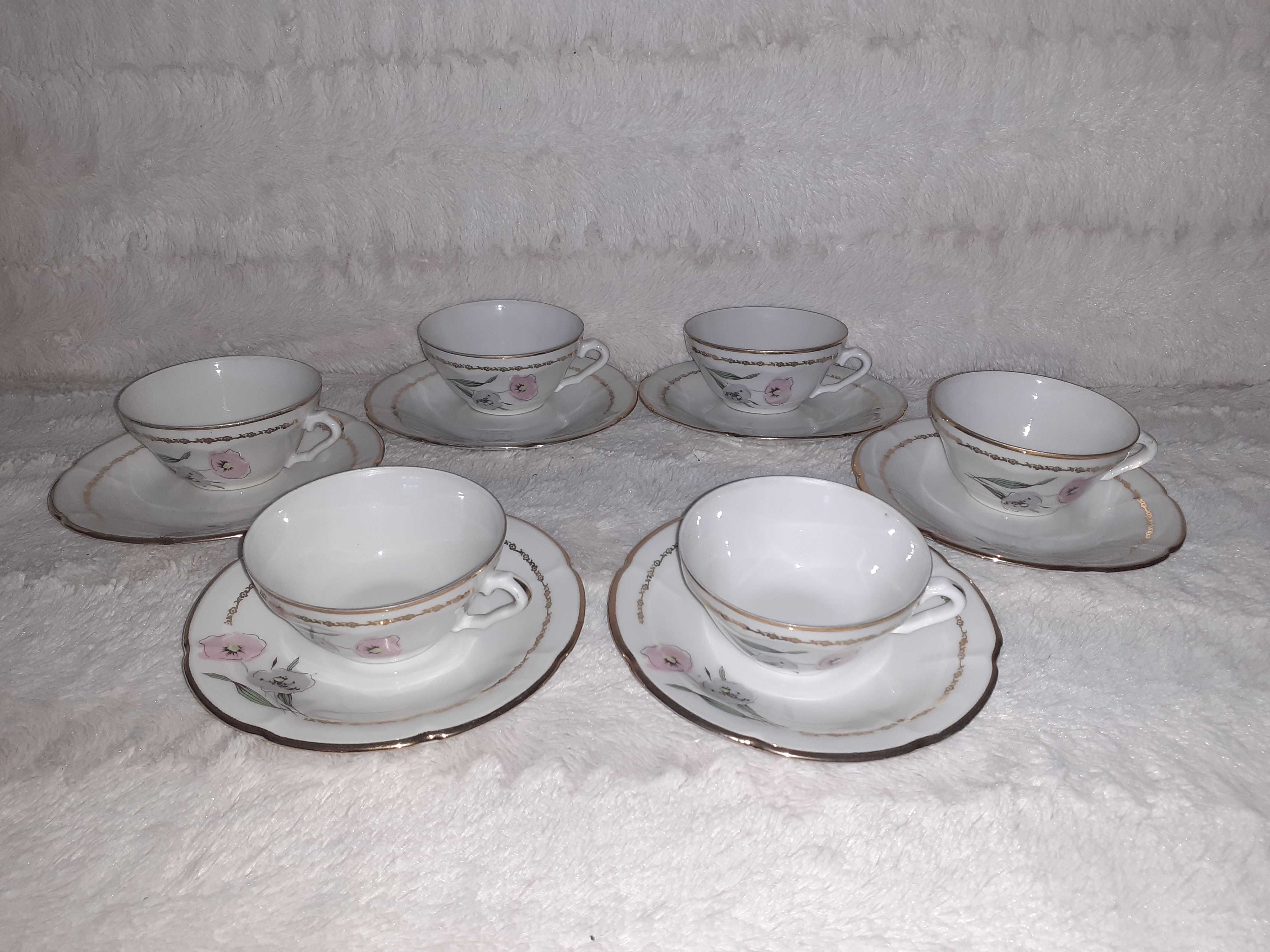 Set cafea portelan Limoges aurit