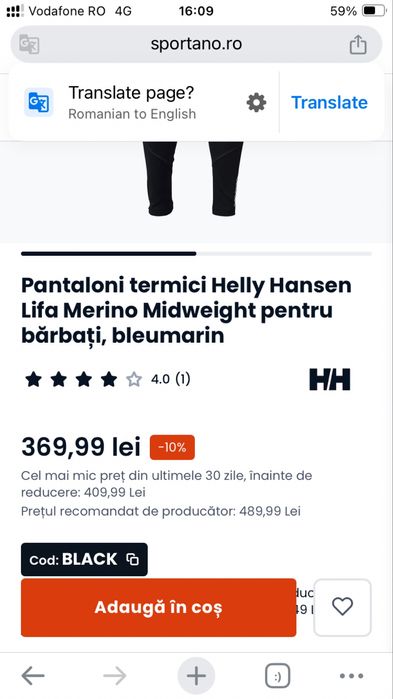 Pantaloni de corp helly hansen merino xl