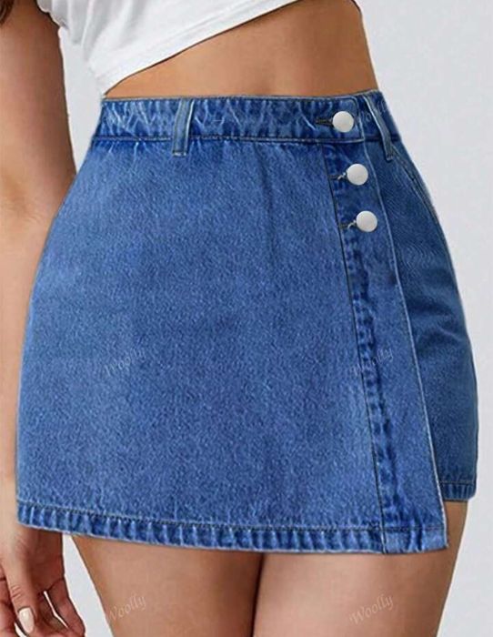 Fusta pantaloni asimetrica blugi