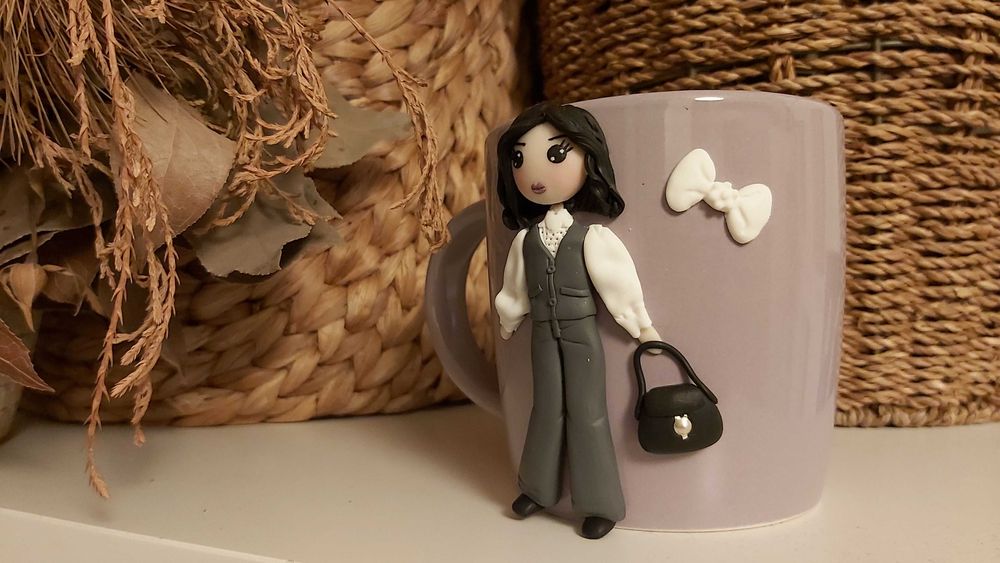 Cadou sotie/iubita cana papusa fimo handmade